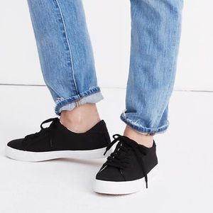 Madewell Sidewalk Black Canvas Low Top Sneakers